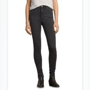 AllSaints Stilt High Rise Skinny Jeans Black Denim